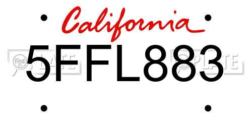5FFL883 California License Plate