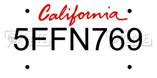 5FFN769 California License Plate