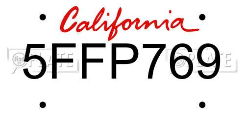 5FFP769 California License Plate