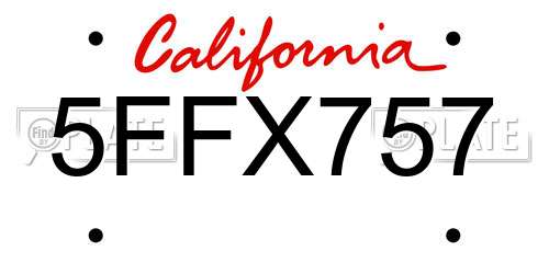 5FFX757 California License Plate