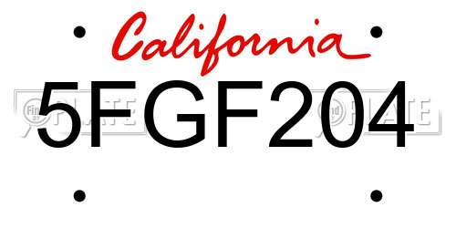5FGF204 California License Plate