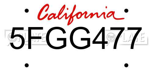 5FGG477 California License Plate