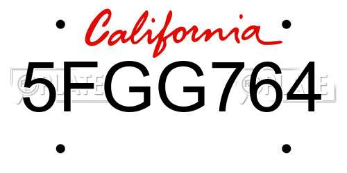 5FGG764 California License Plate