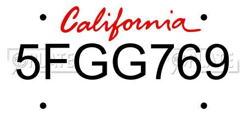 5FGG769 California License Plate
