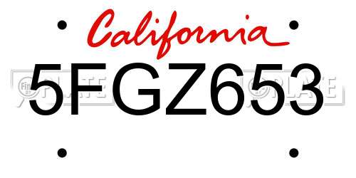 5FGZ653 California License Plate