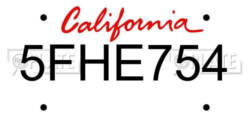 5FHE754 California License Plate