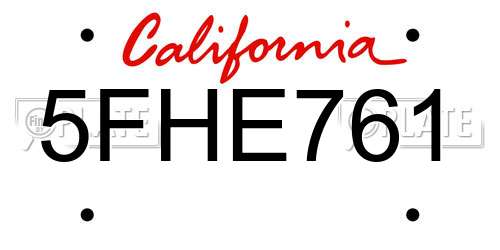 5FHE761 California License Plate