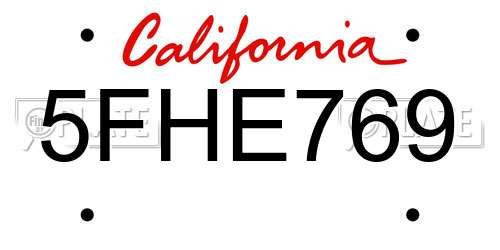 5FHE769 California License Plate