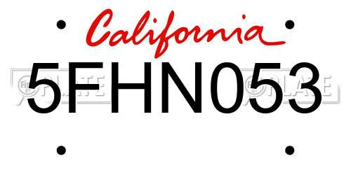 5FHN053 California License Plate