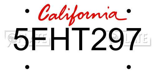 5FHT297 California License Plate