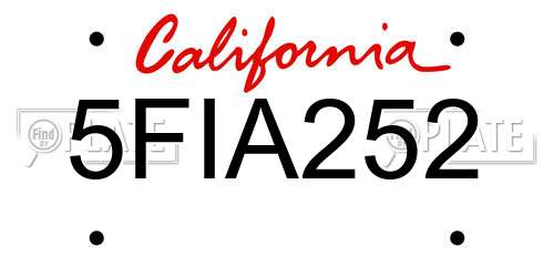 5FIA252 California License Plate