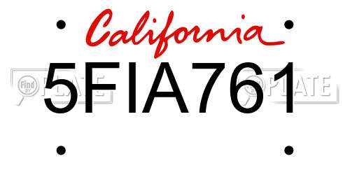 5FIA761 California License Plate
