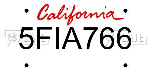 5FIA766 California License Plate
