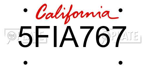 5FIA767 California License Plate