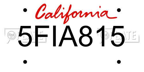 5FIA815 California License Plate