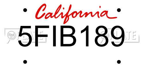 5FIB189 California License Plate