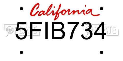 5FIB734 California License Plate