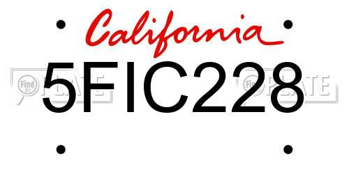 5FIC228 California License Plate