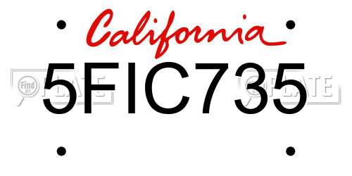 5FIC735 California License Plate
