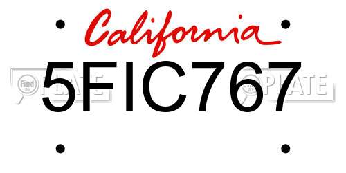 5FIC767 California License Plate