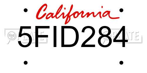 5FID284 California License Plate