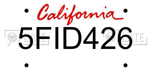 5FID426 California License Plate