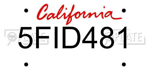 5FID481 California License Plate