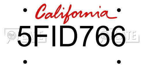 5FID766 California License Plate