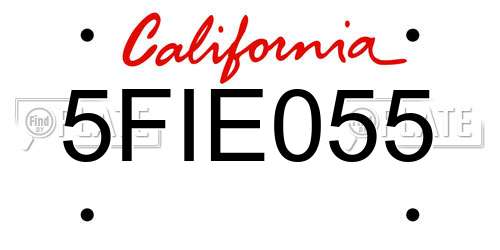 5FIE055 California License Plate