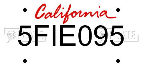 5FIE095 California License Plate