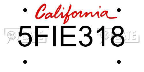 5FIE318 California License Plate