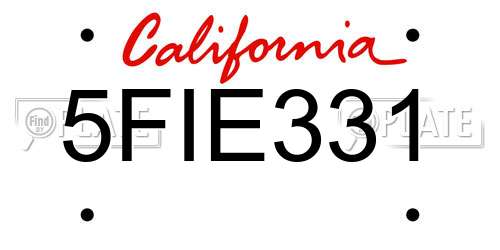 5FIE331 California License Plate