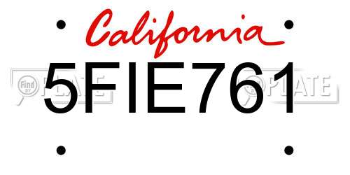 5FIE761 California License Plate