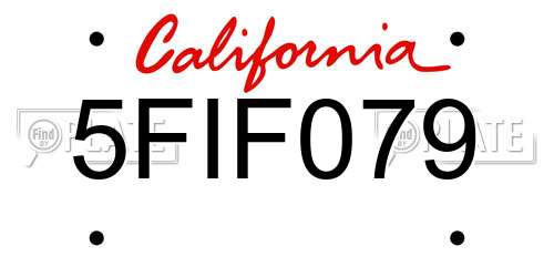 5FIF079 California License Plate
