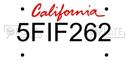 5FIF262 California License Plate