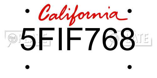 5FIF768 California License Plate