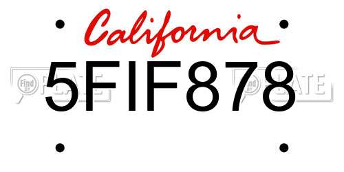 5FIF878 California License Plate