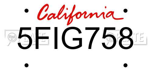 5FIG758 California License Plate