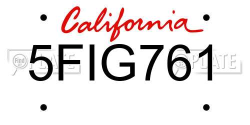 5FIG761 California License Plate