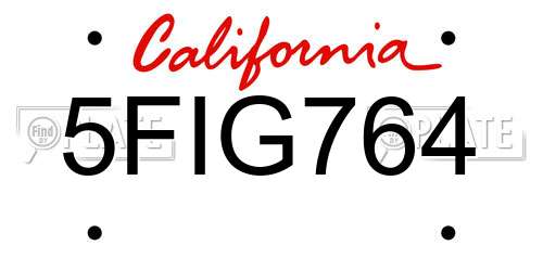 5FIG764 California License Plate