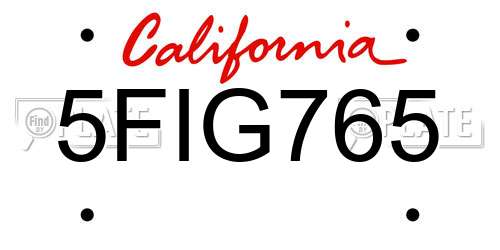 5FIG765 California License Plate