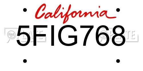 5FIG768 California License Plate