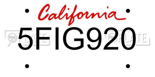 5FIG920 California License Plate