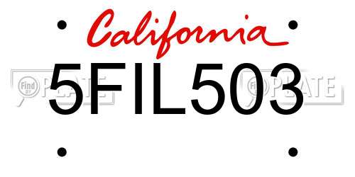 5FIL503 California License Plate