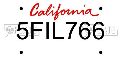 5FIL766 California License Plate