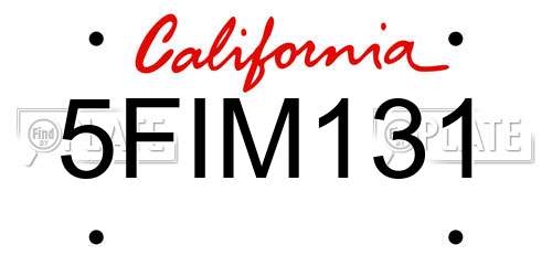 5FIM131 California License Plate