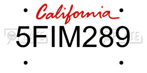 5FIM289 California License Plate