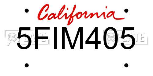 5FIM405 California License Plate