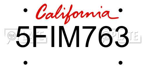 5FIM763 California License Plate