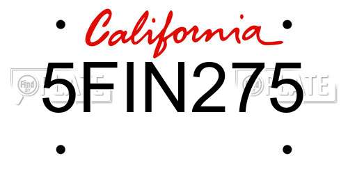 5FIN275 California License Plate